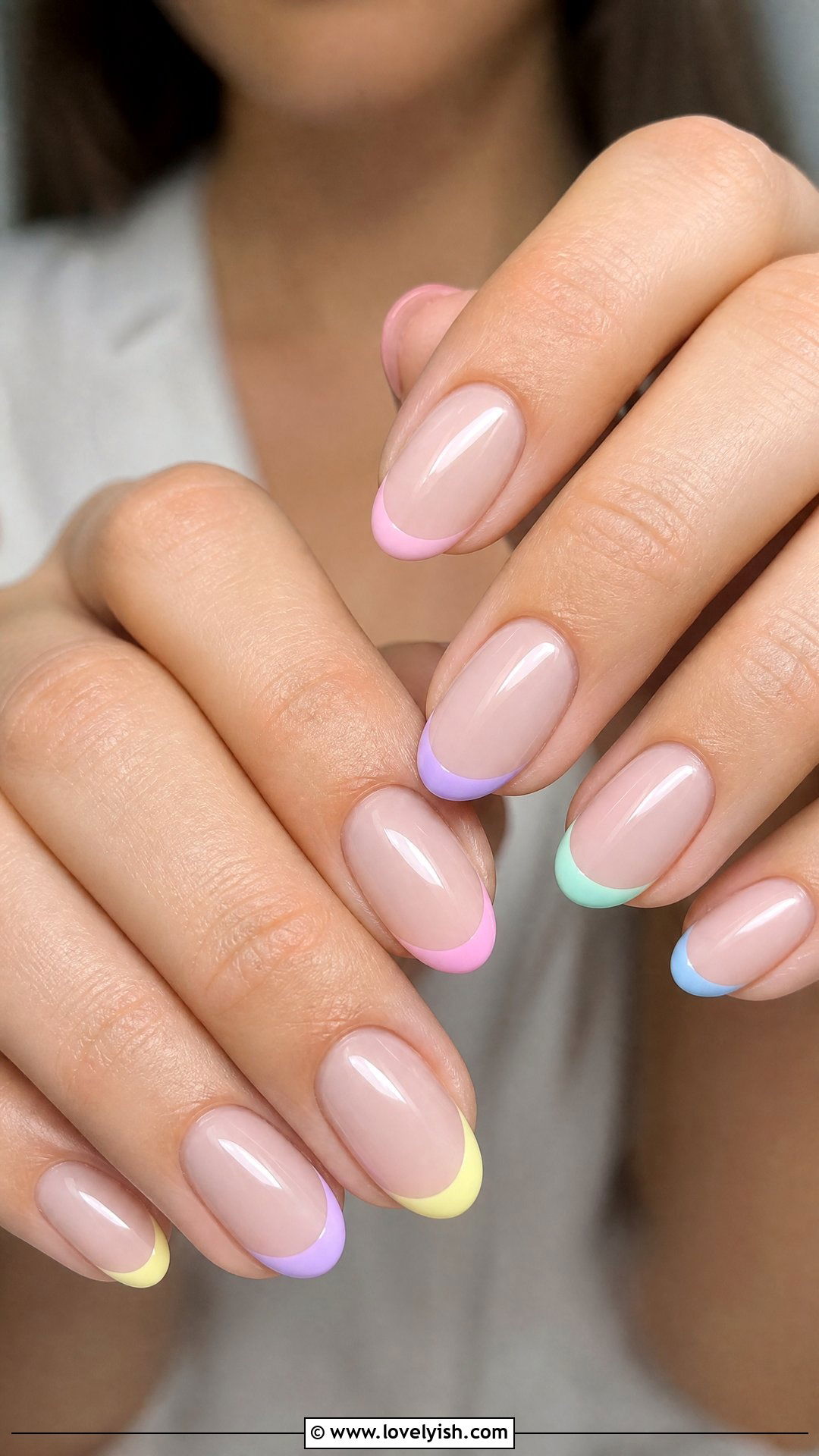 Mismatched Pastel French Tip - 50 cute french tip nail designs - 50 cute french tip nail designs