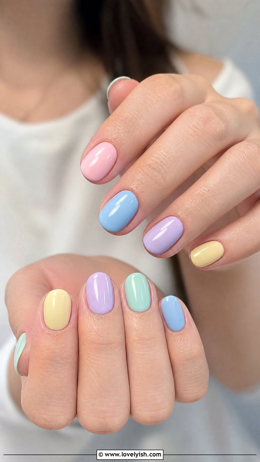 Mismatched Pastel Short Oval Nails - 50 short oval nails - 50 short oval nails