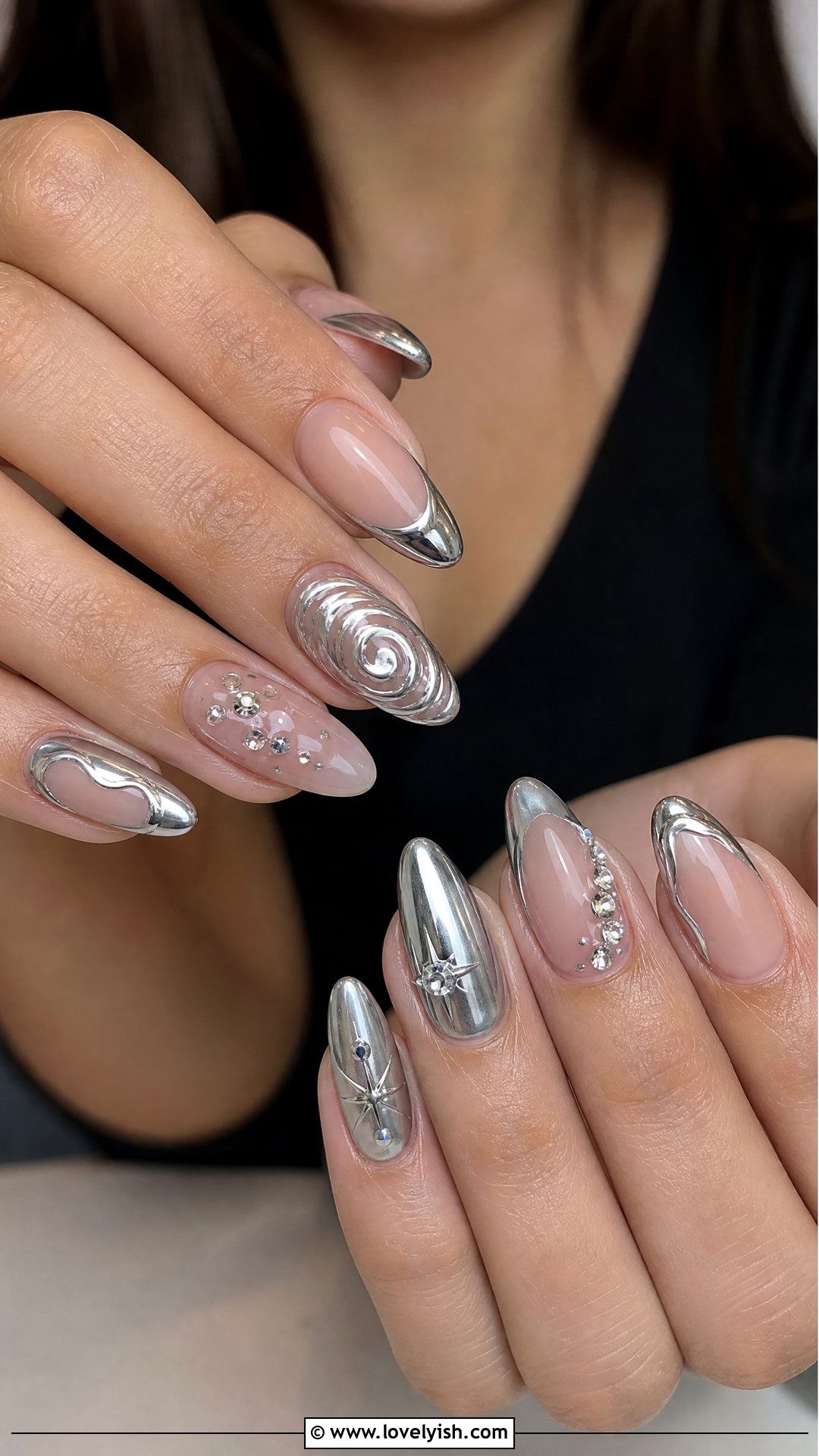 Mismatched Silver Chrome Nails - 50 silver chrome nails - 50 silver chrome nails