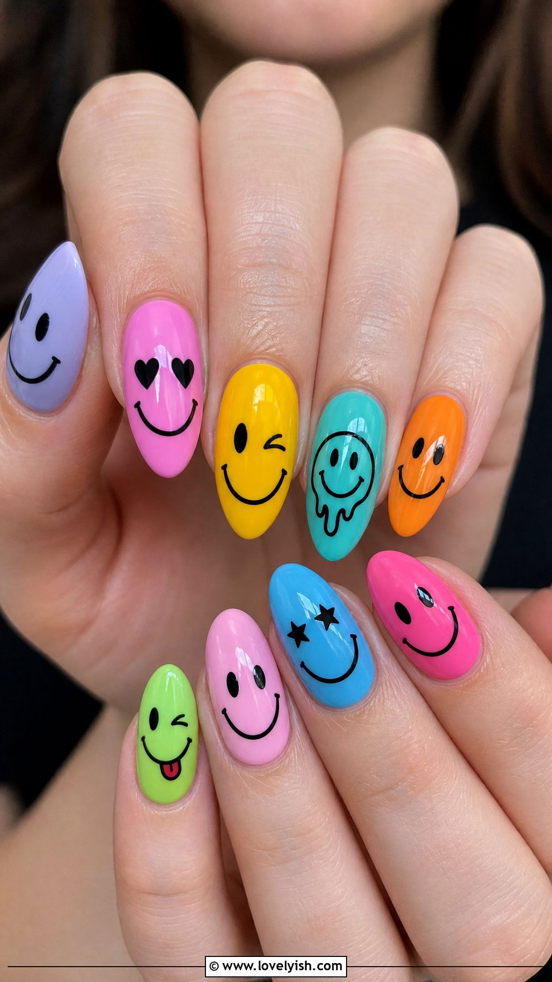 Mismatched Smiley Face Nails - 50 smiley face nails - 50 smiley face nails