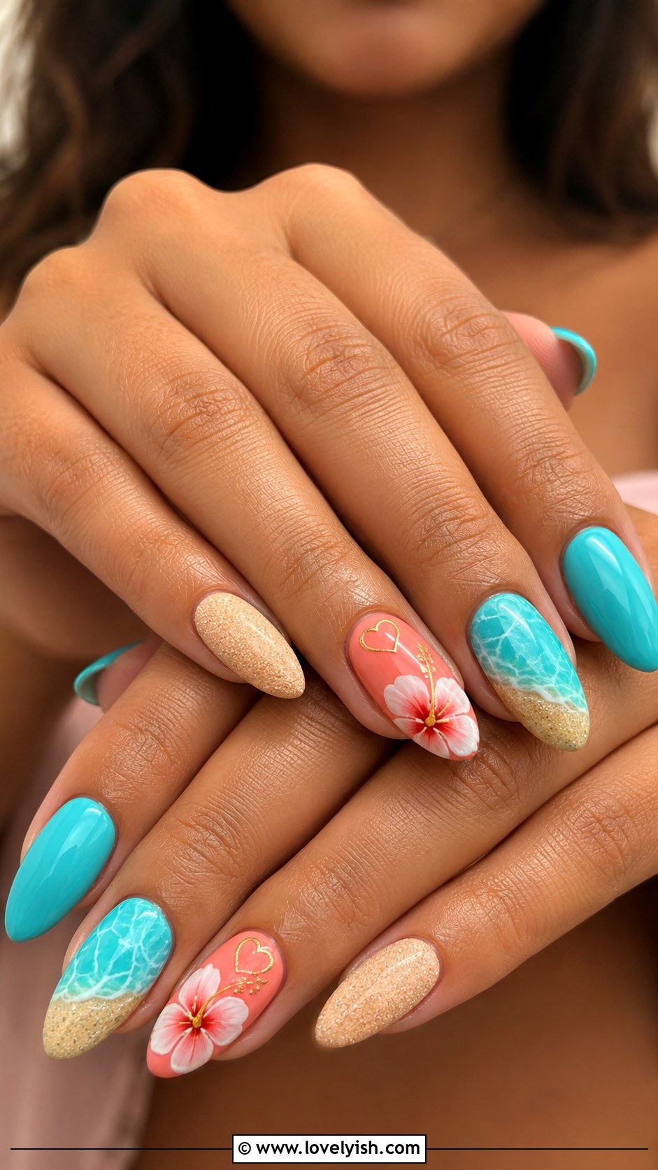 Moana Tropical Ocean Nails - 25 disney nail art ideas - 25 disney nail art ideas