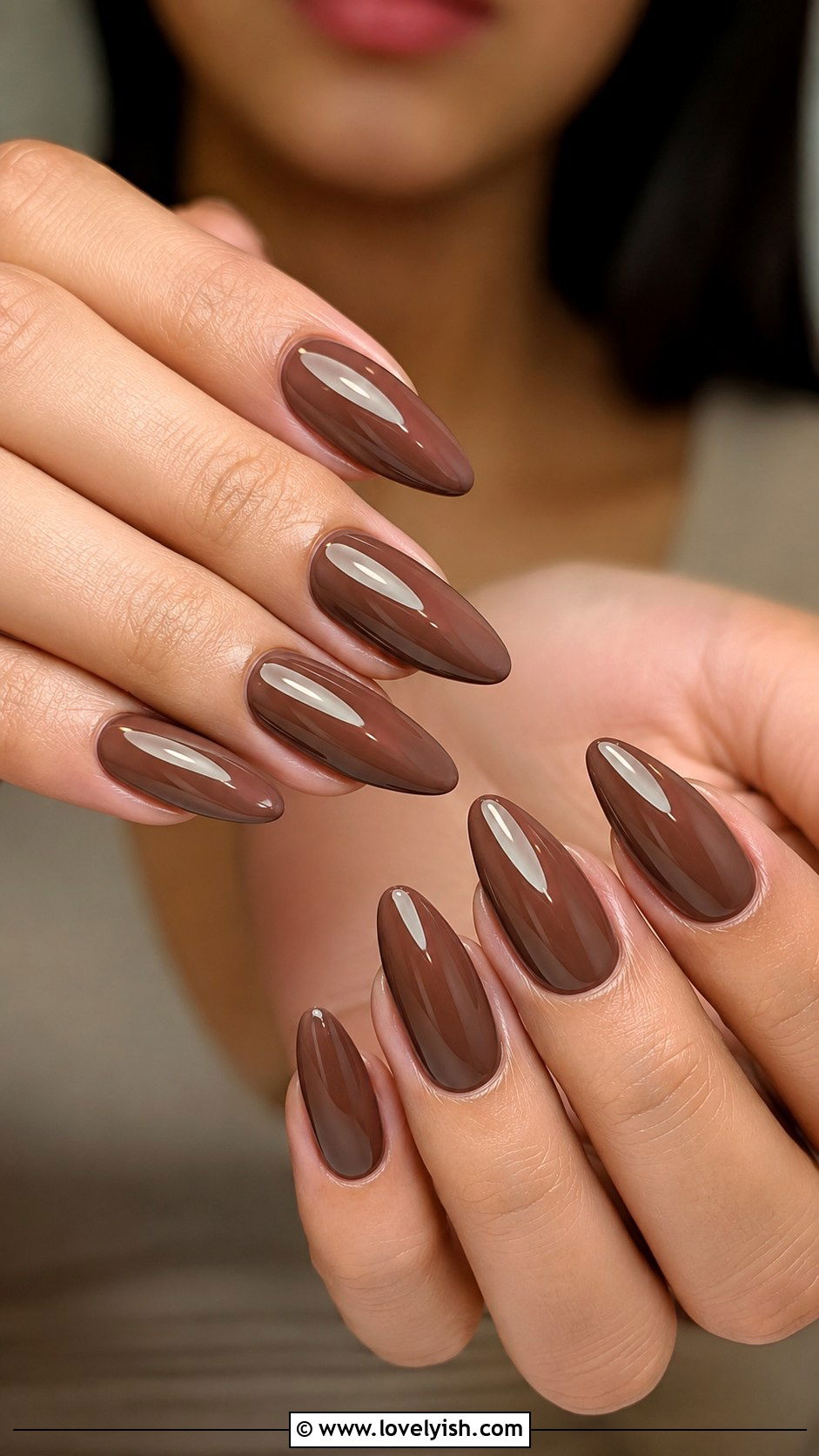 Mocha Brown Almond Acrylic Nails - 42 acrylic nail designs - 42 acrylic nail designs
