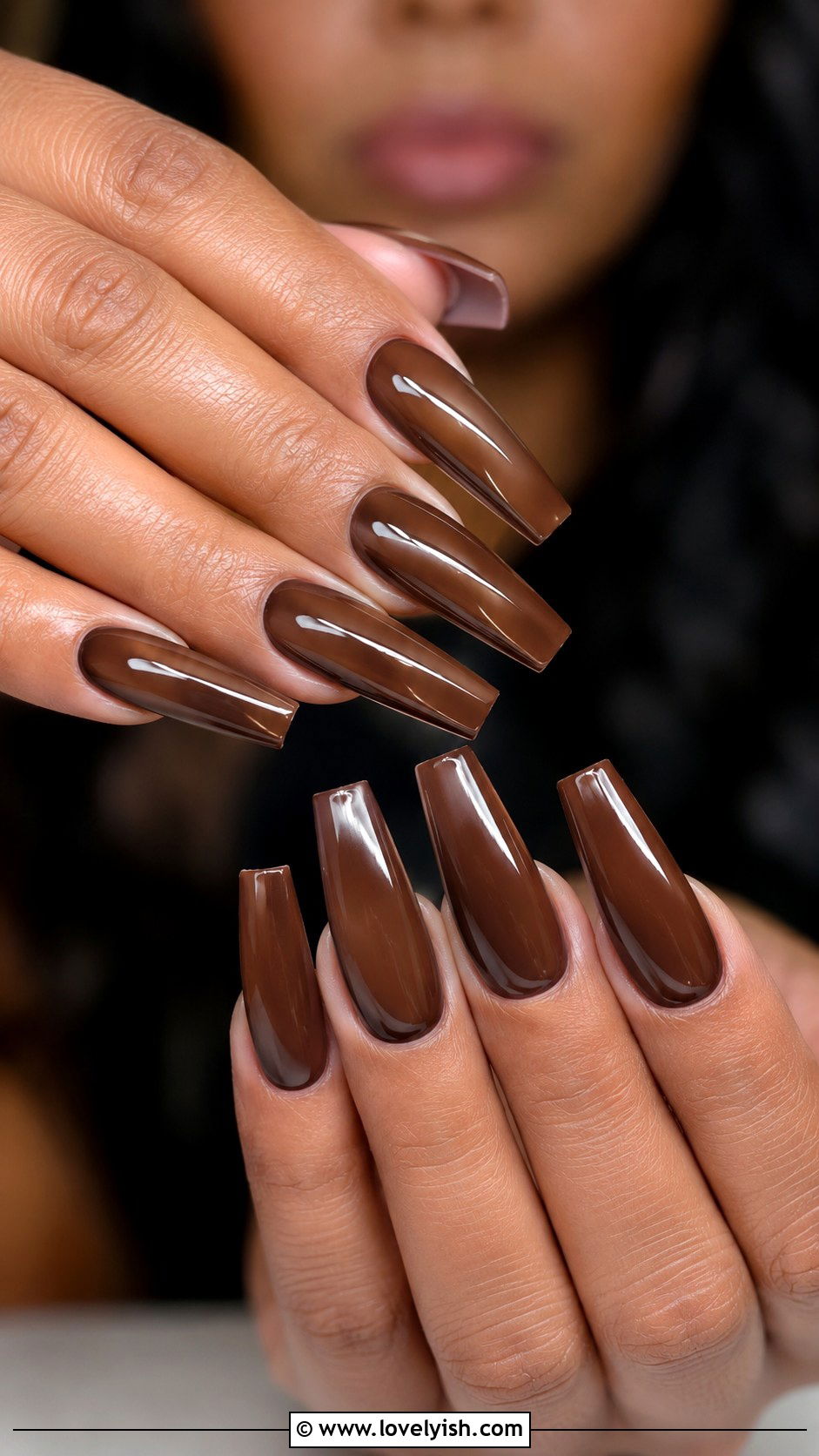 Mocha Brown Coffin Baddie Nails - 50 baddie nails - 50 baddie nails