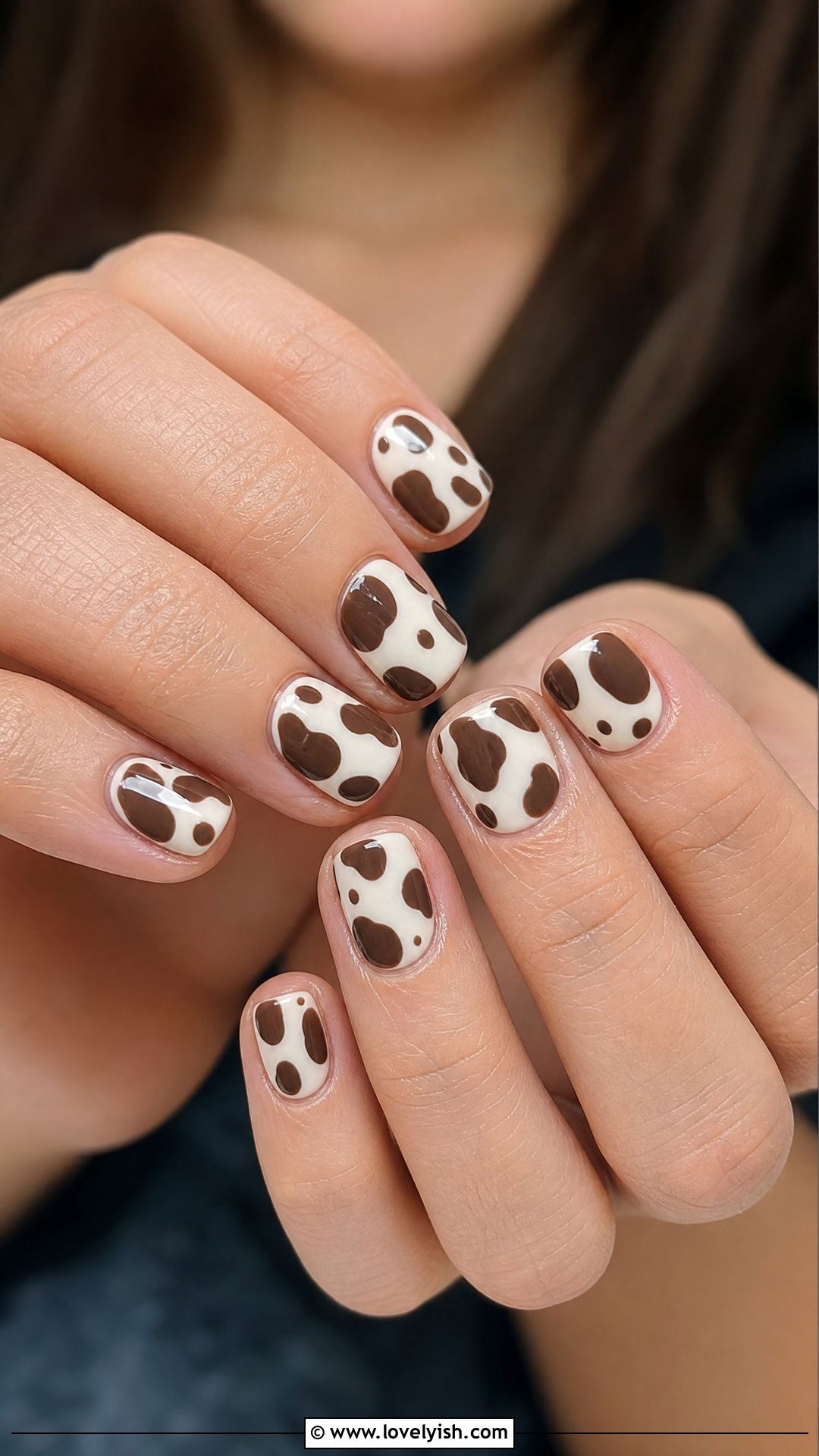Mocha Brown Cow Print Nails - 50 brown nails - 50 brown nails