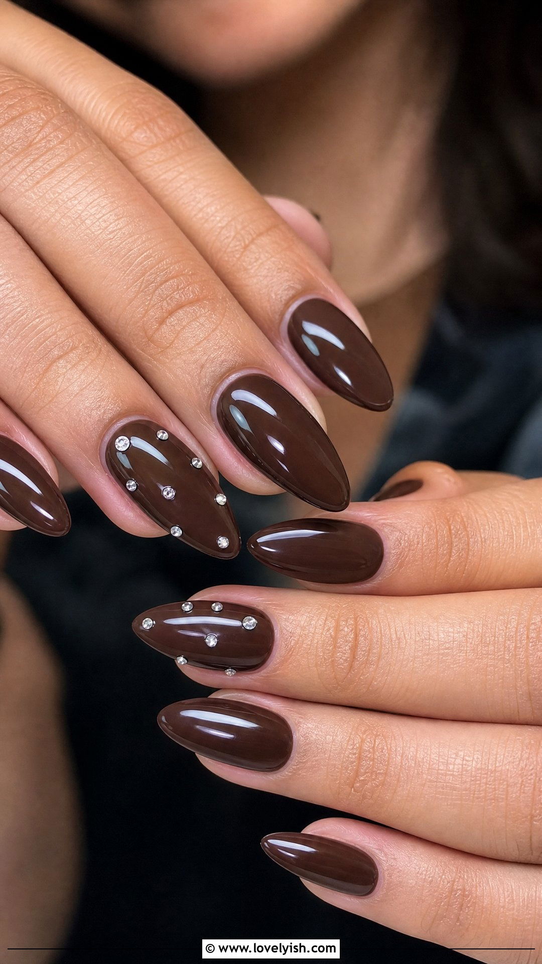 Mocha Brown Diamond Nails - 50 diamond nails - 50 diamond nails