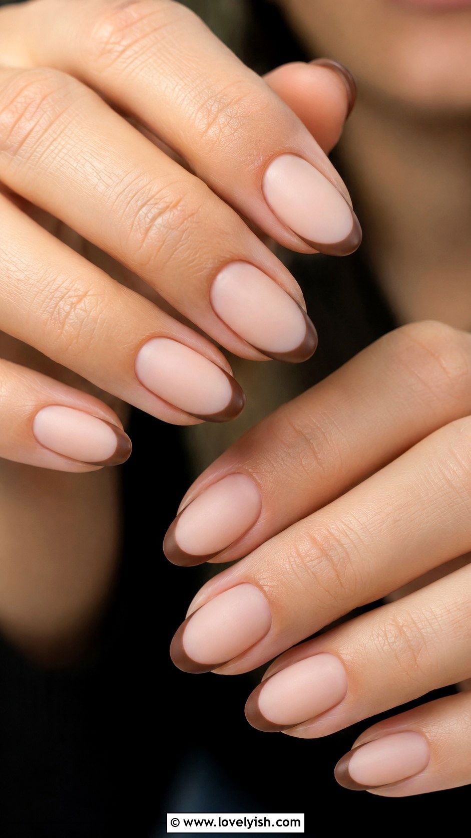 Mocha Brown French Tip Nails - 50 nails - 50 nails