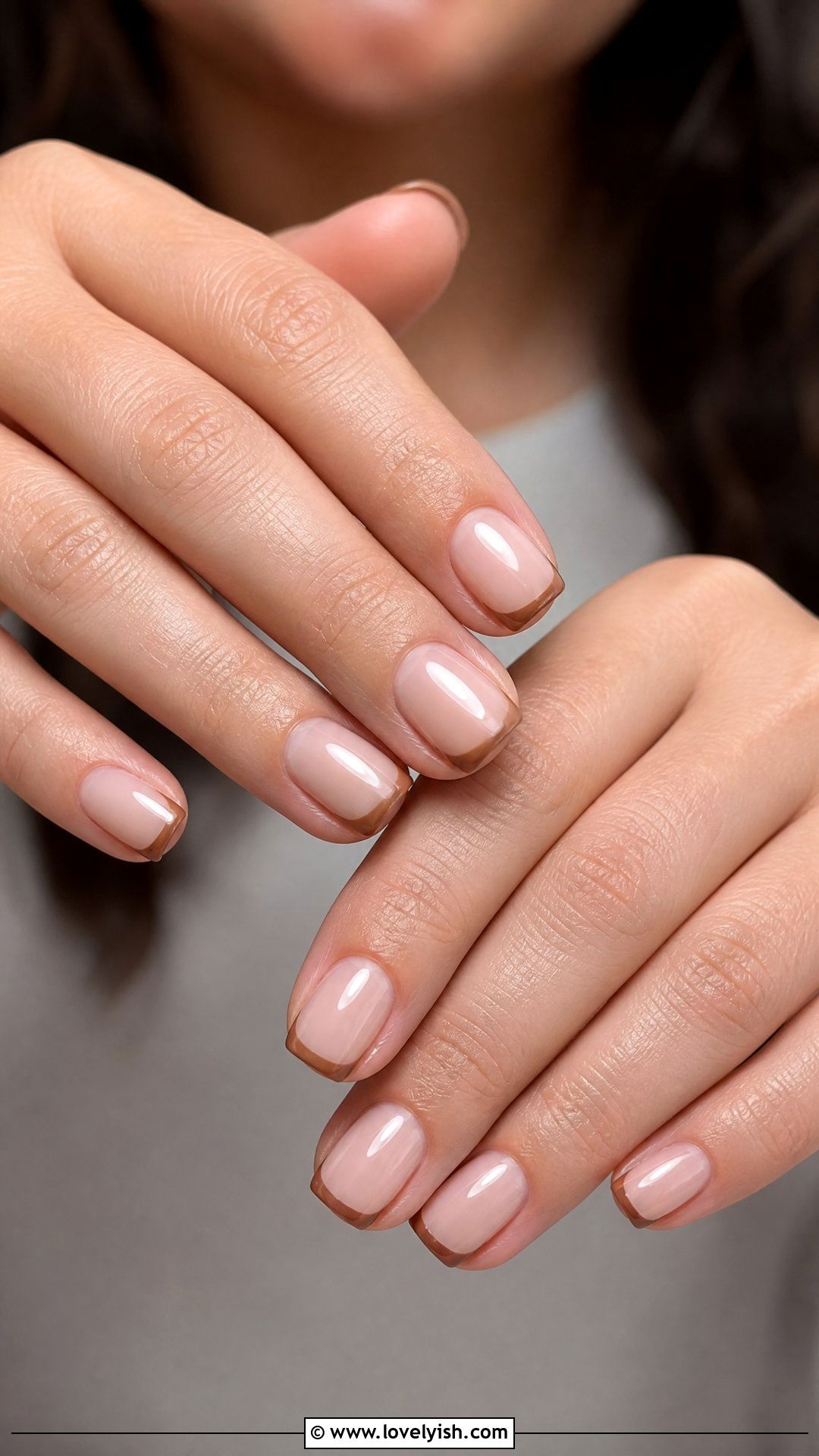 Mocha Brown French Tip Short Square Nails - 25 short square nail designs - 25 short square nail designs
