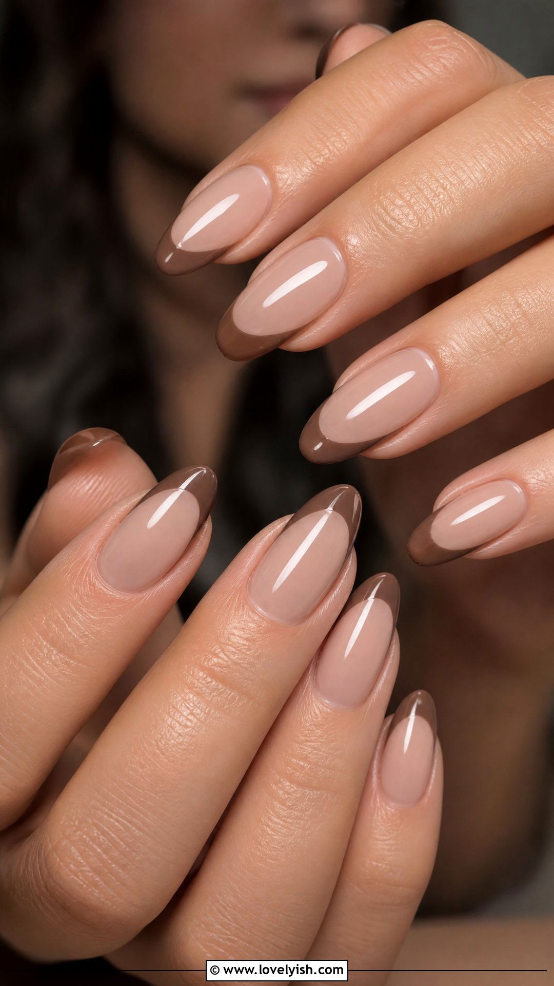 Mocha Brown French Tip - 50 french manicure - 50 french manicure