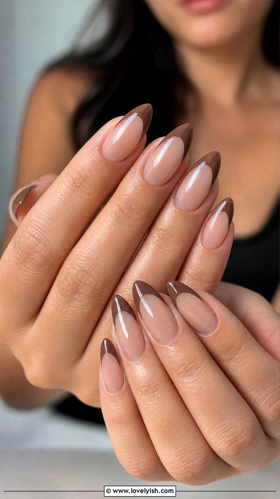 Mocha Brown French Tips - 44 nails design - 44 nails design