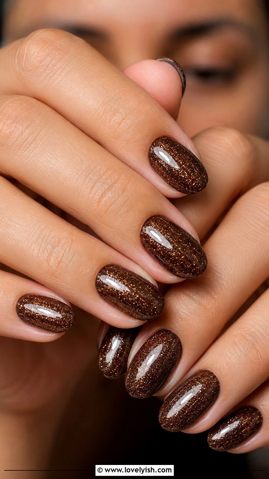 Mocha Brown Glitter Nails - 50 glitter nails - 50 glitter nails