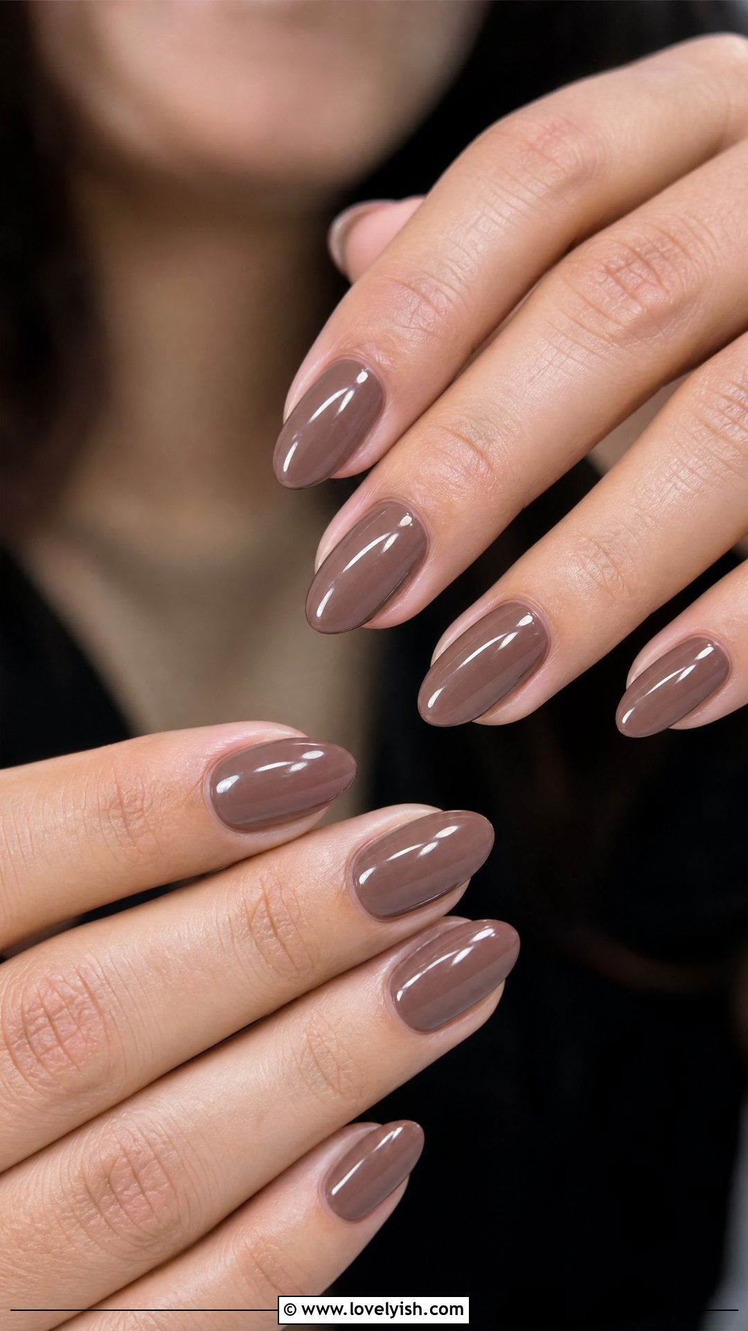 Mocha Brown Glossy Nails - 46 easy nail designs - 46 easy nail designs