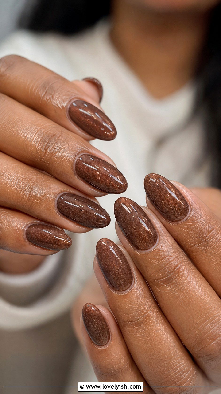 Mocha Brown Nails With Warm Gloss - 43 nail art ideas - 43 nail art ideas