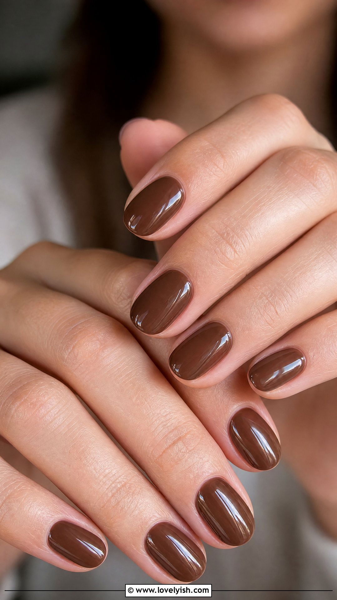 Mocha Brown Short Oval Nails - 50 short oval nails - 50 short oval nails