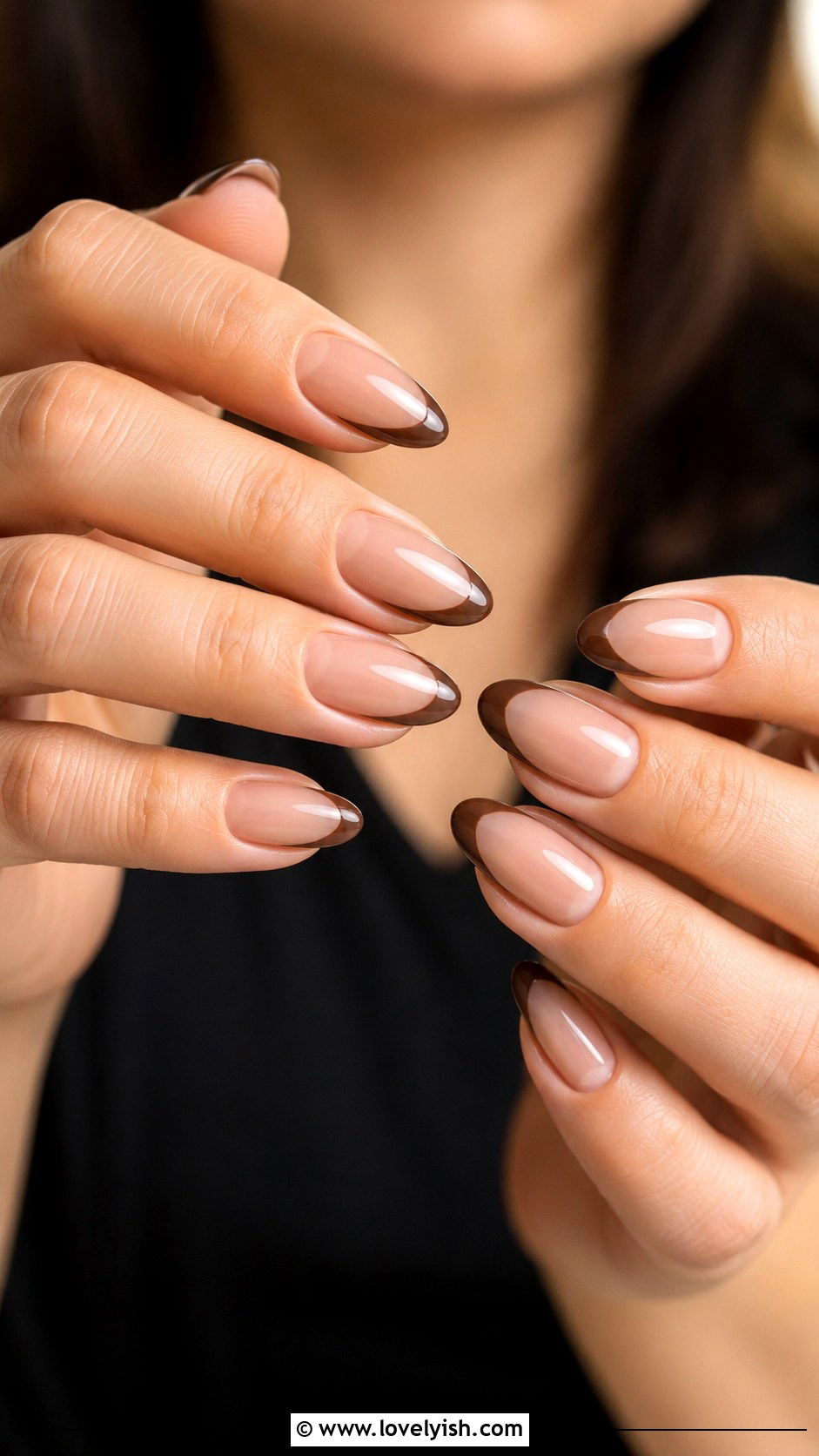 Mocha French Tip Nails - 42 easy nail art ideas - 42 easy nail art ideas