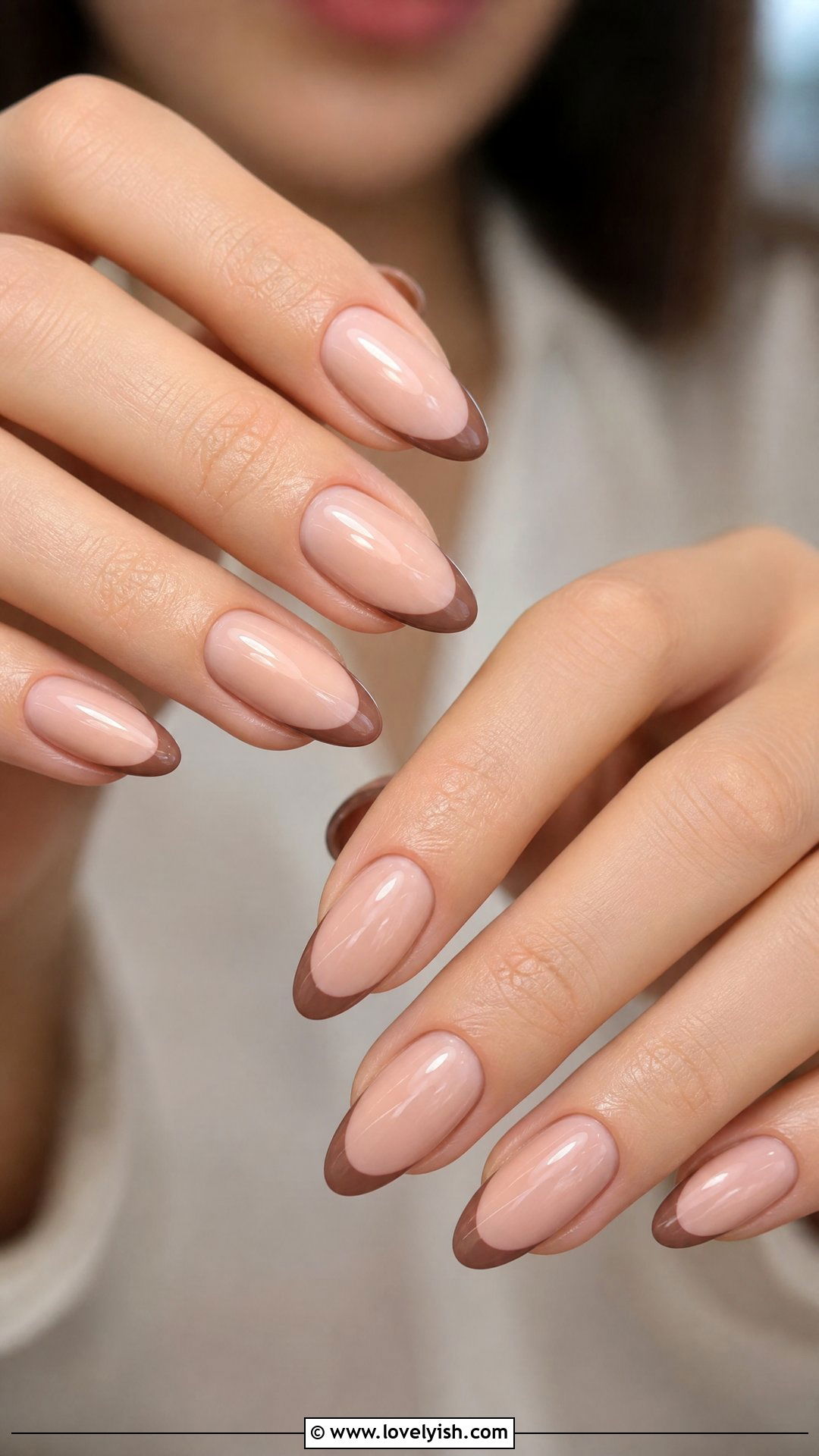 Mocha French Tip Nails - 50 simple nail art - 50 simple nail art