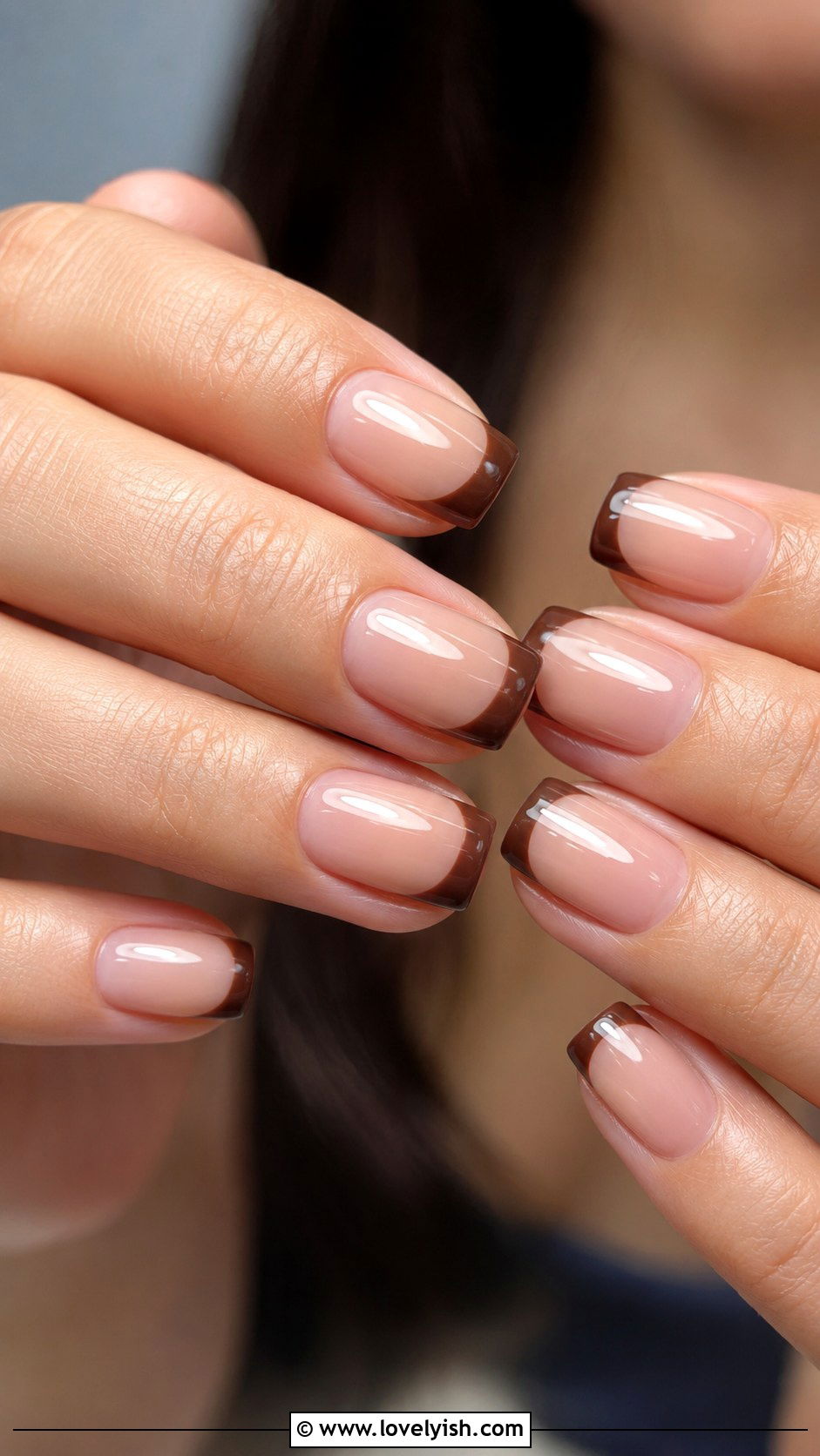Mocha Mousse Brown French Tips - 37 nails art ideas - 37 nails art ideas