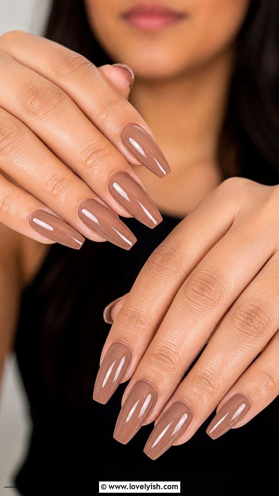Mocha Mousse Glossy Nails - 25 cute nail design ideas - 25 cute nail design ideas