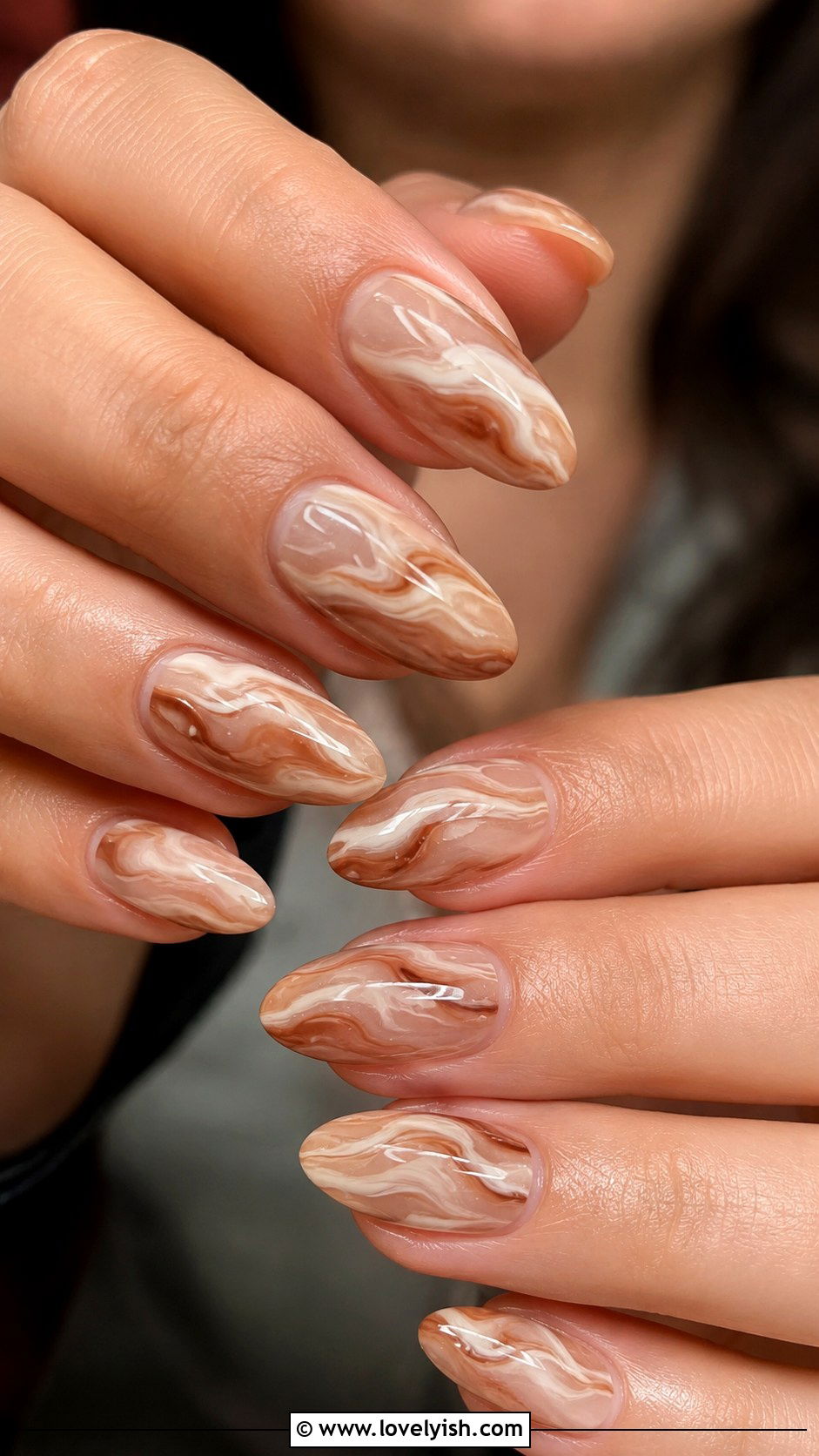 Mocha Swirl Marble Manicure - 50 manicure - 50 manicure