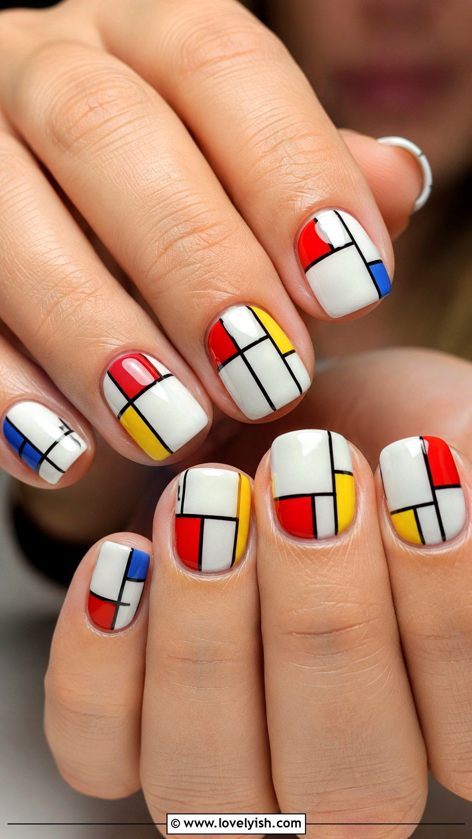 Mondrian Color Block Nails - 25 geometric nail designs - 25 geometric nail designs