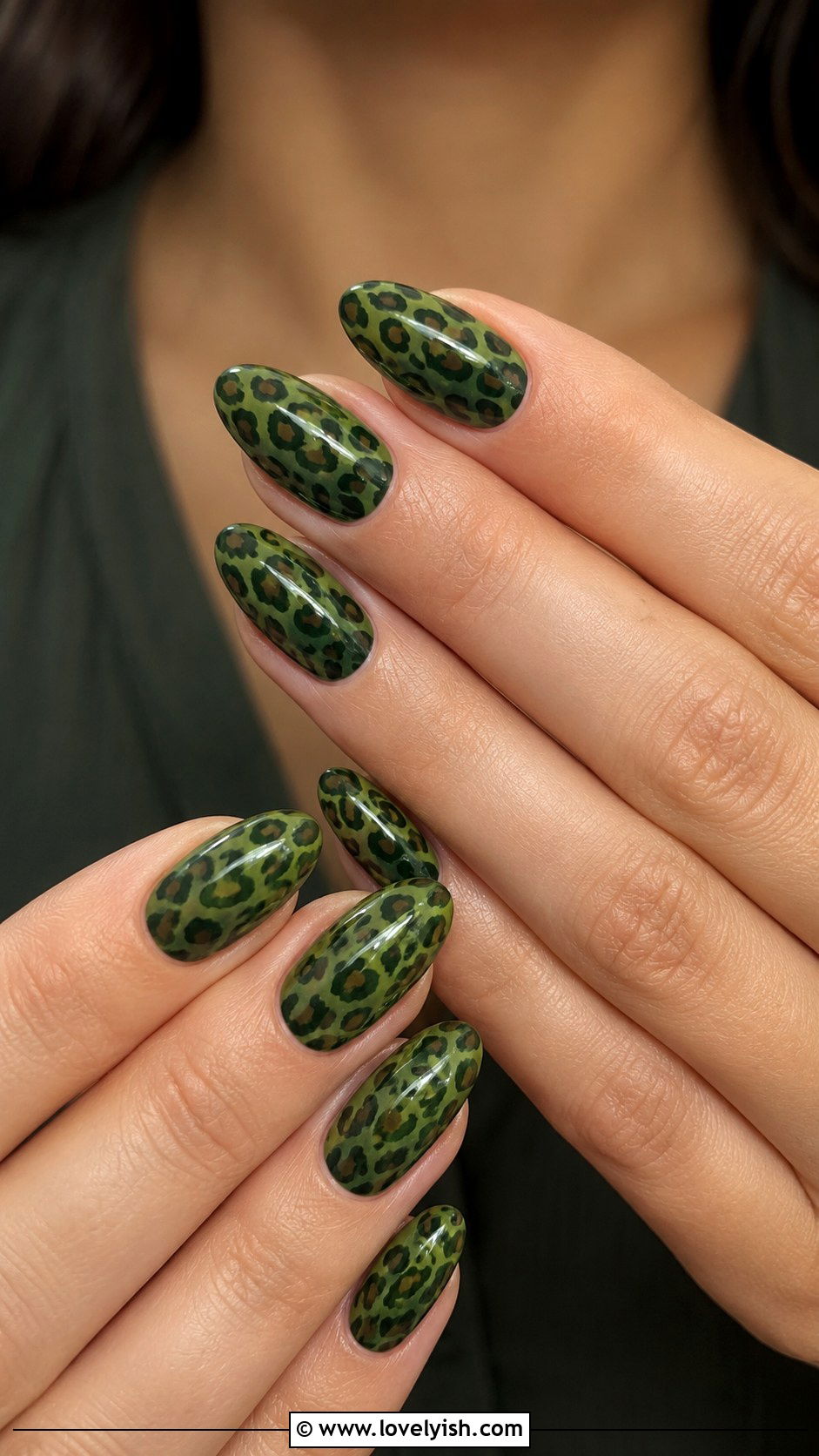 Mossy Green Animal Print Nails - 50 green nails - 50 green nails