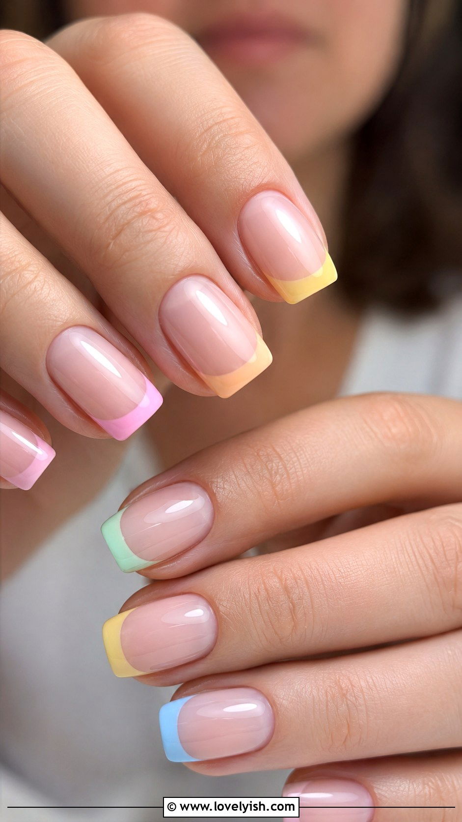 Multi Colored Pastel Rainbow French Tips - 50 pastel french tip nails - 50 pastel french tip nails