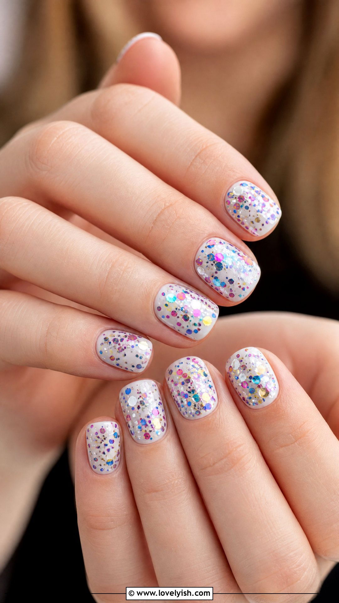 Multicolor Confetti Glitter Nails - 50 sparkly nails - 50 sparkly nails