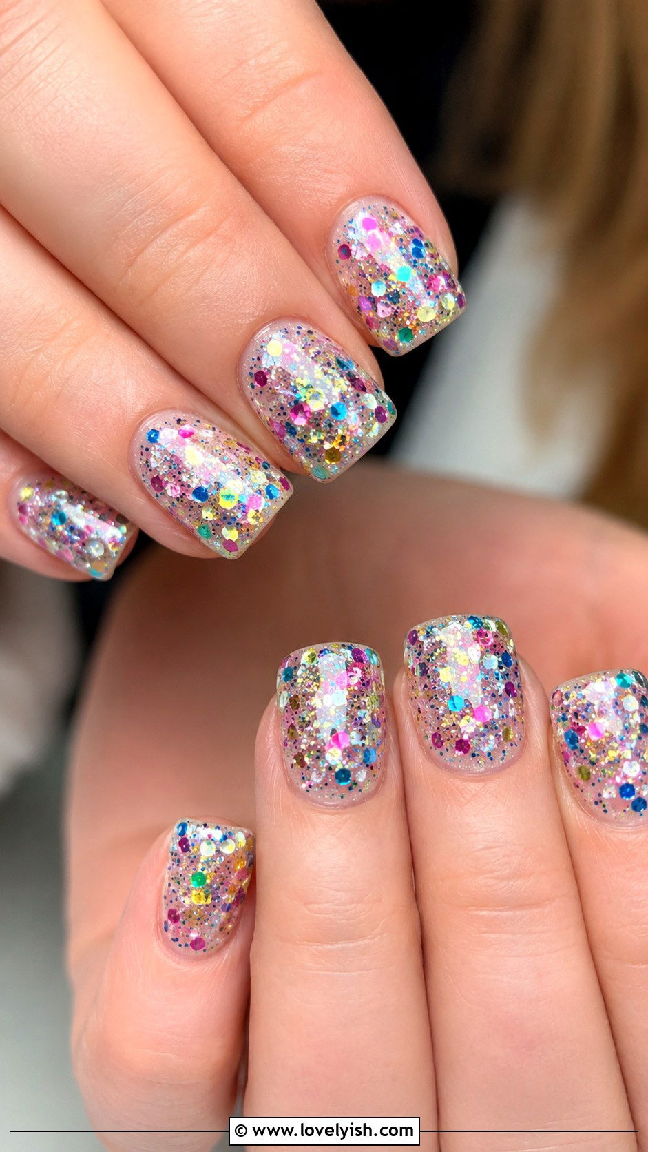 Multicolor Confetti Glitter Nails - 50 glitter nails - 50 glitter nails