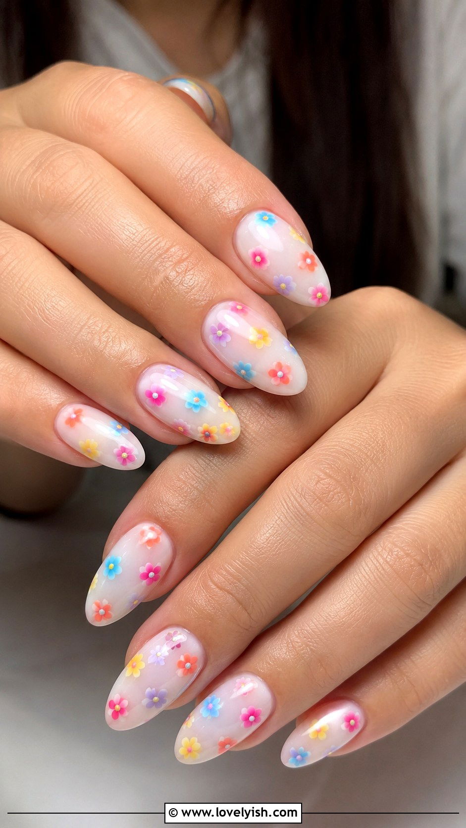 Multicolor Mini Flower Nails - 31 flower nail design ideas - 31 flower nail design ideas