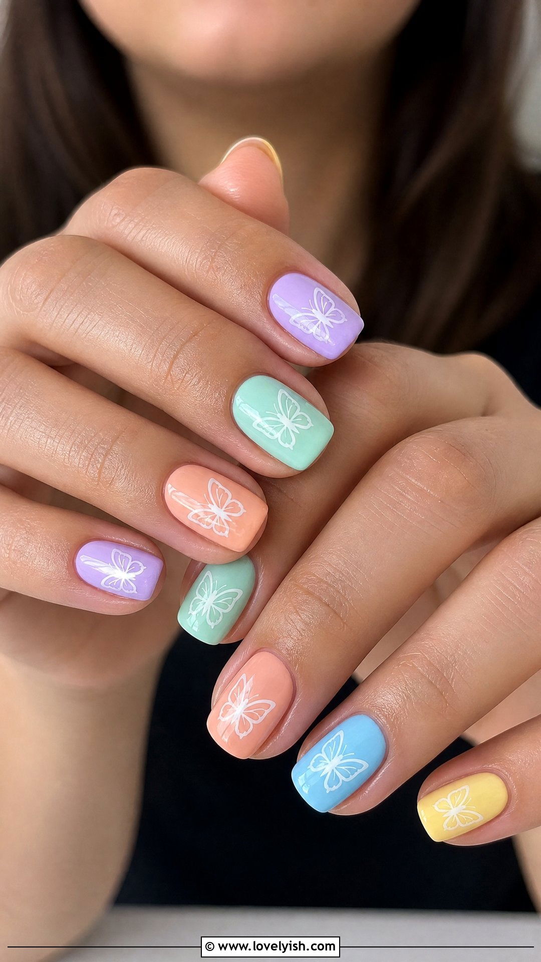 Multicolor Pastel Butterfly Nails - 50 butterfly nails - 50 butterfly nails