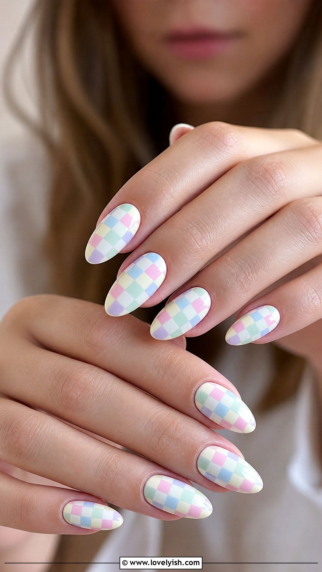 Multicolor Pastel Checkered Nails - 25 checkered nail designs - 25 checkered nail designs