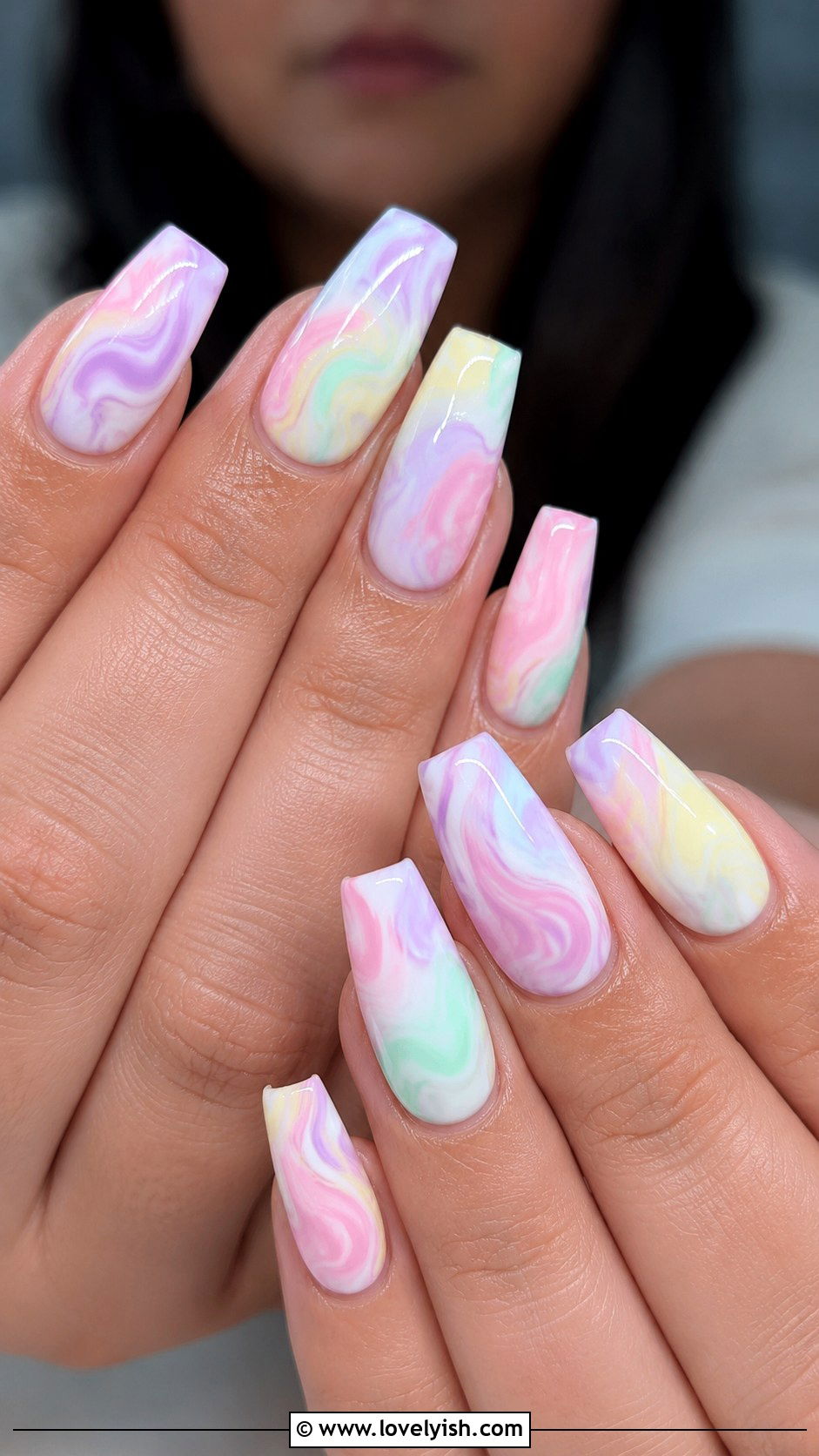 Multicolor Pastel Swirl Nails - 50 may nails - 50 may nails