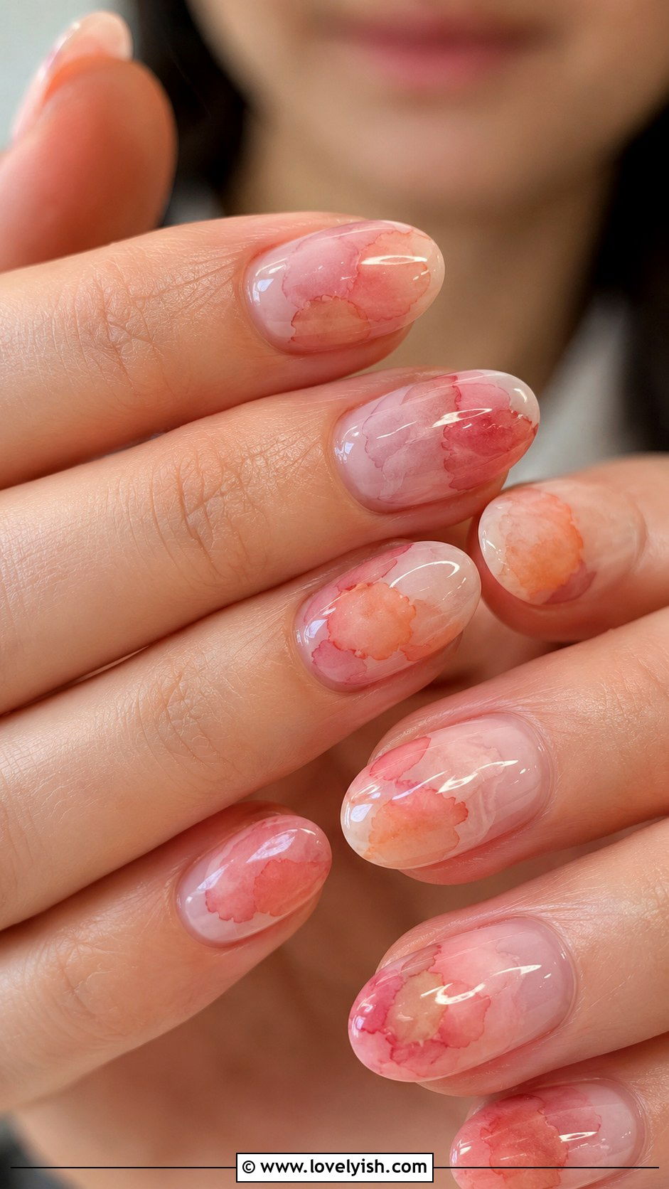 Natural Nails With Abstract Watercolor Art - 50 natural nails - 50 natural nails