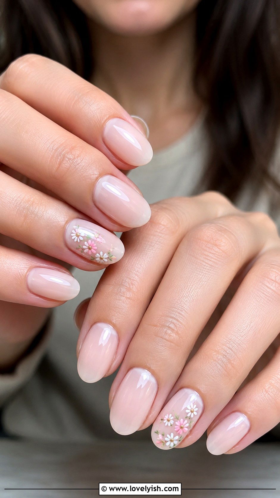 Natural Nails With Tiny Floral Art - 50 natural nails - 50 natural nails