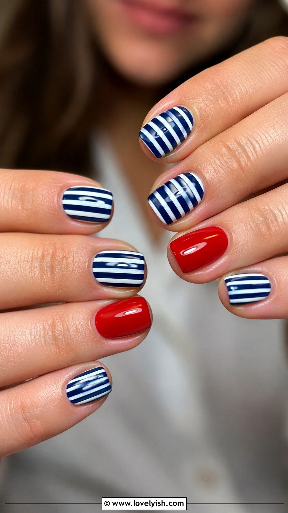 Nautical Stripe Ocean Nails - 50 ocean nails - 50 ocean nails