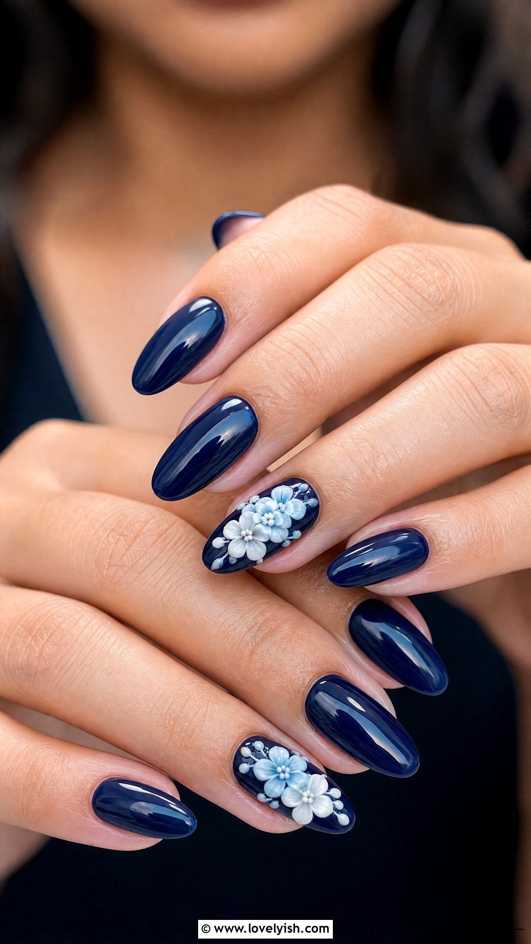 50 Stunning Dark Blue Nail Designs for a Chic Look