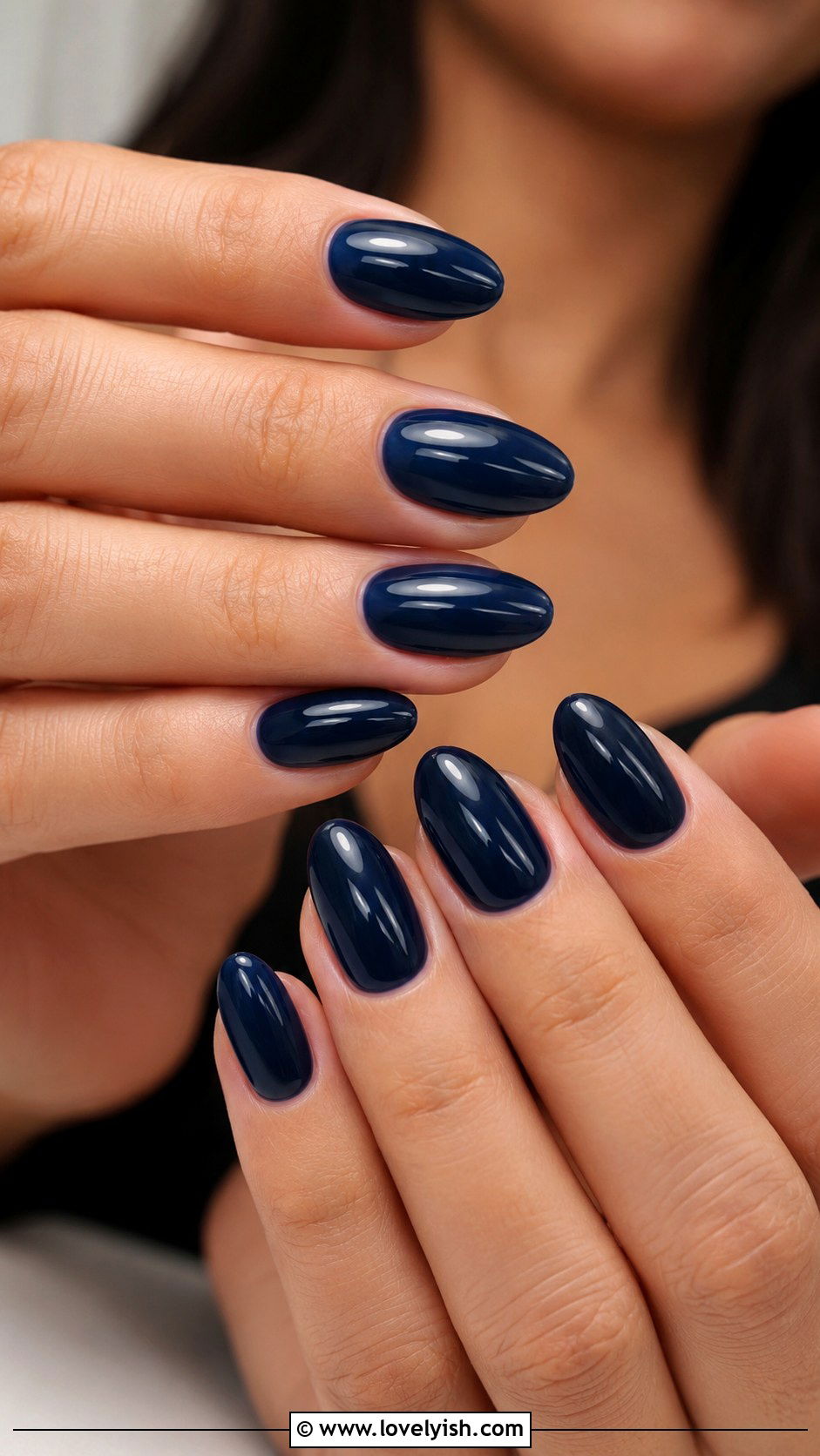 Navy Blue Almond Manicure - 50 manicure - 50 manicure
