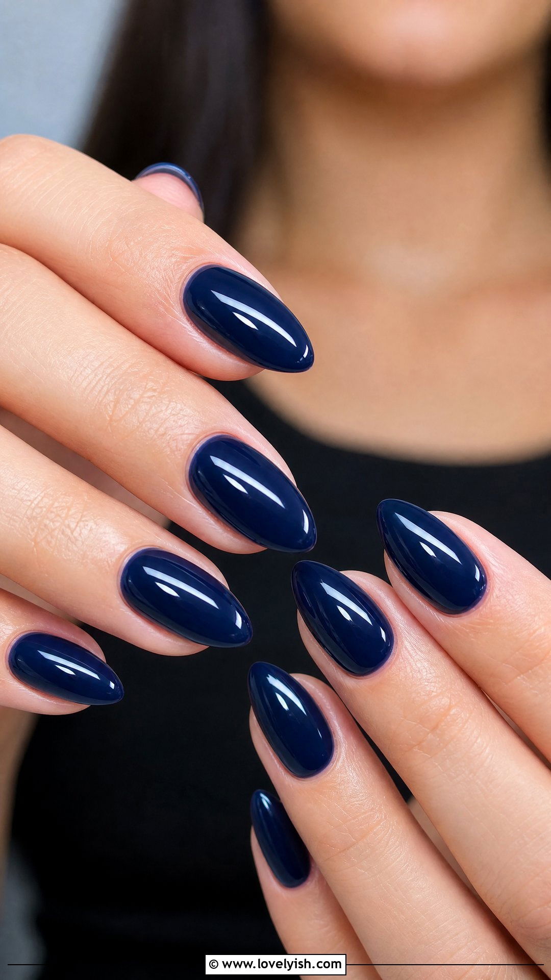 Navy Blue Almond Nails - 50 sophisticated nails - 50 sophisticated nails