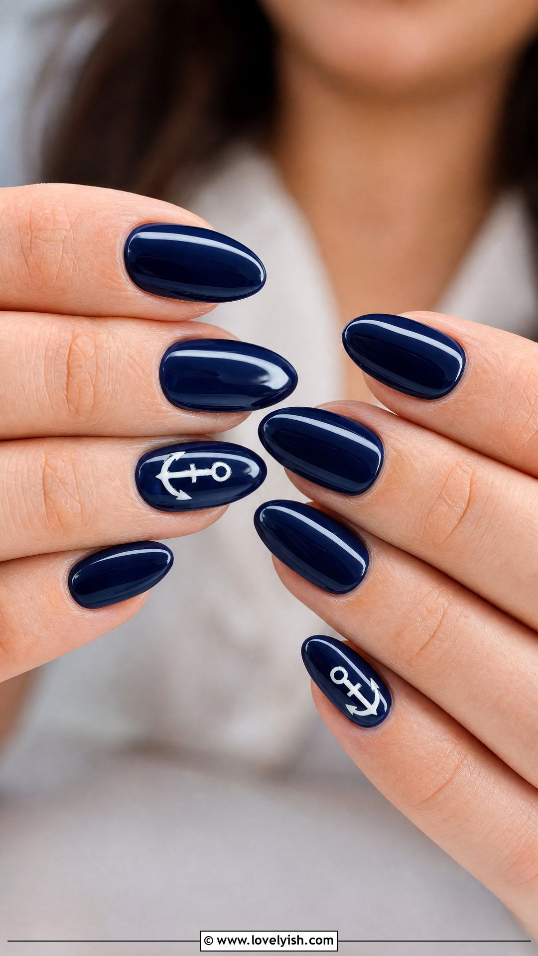 Navy Blue Anchor Nails - 50 beach nails - 50 beach nails