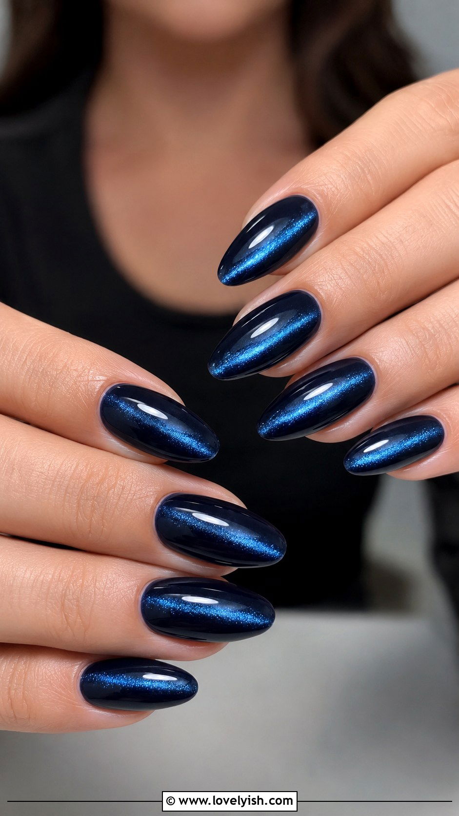Navy Blue Cat Eye Nails - 50 navy blue nail designs - 50 navy blue nail designs