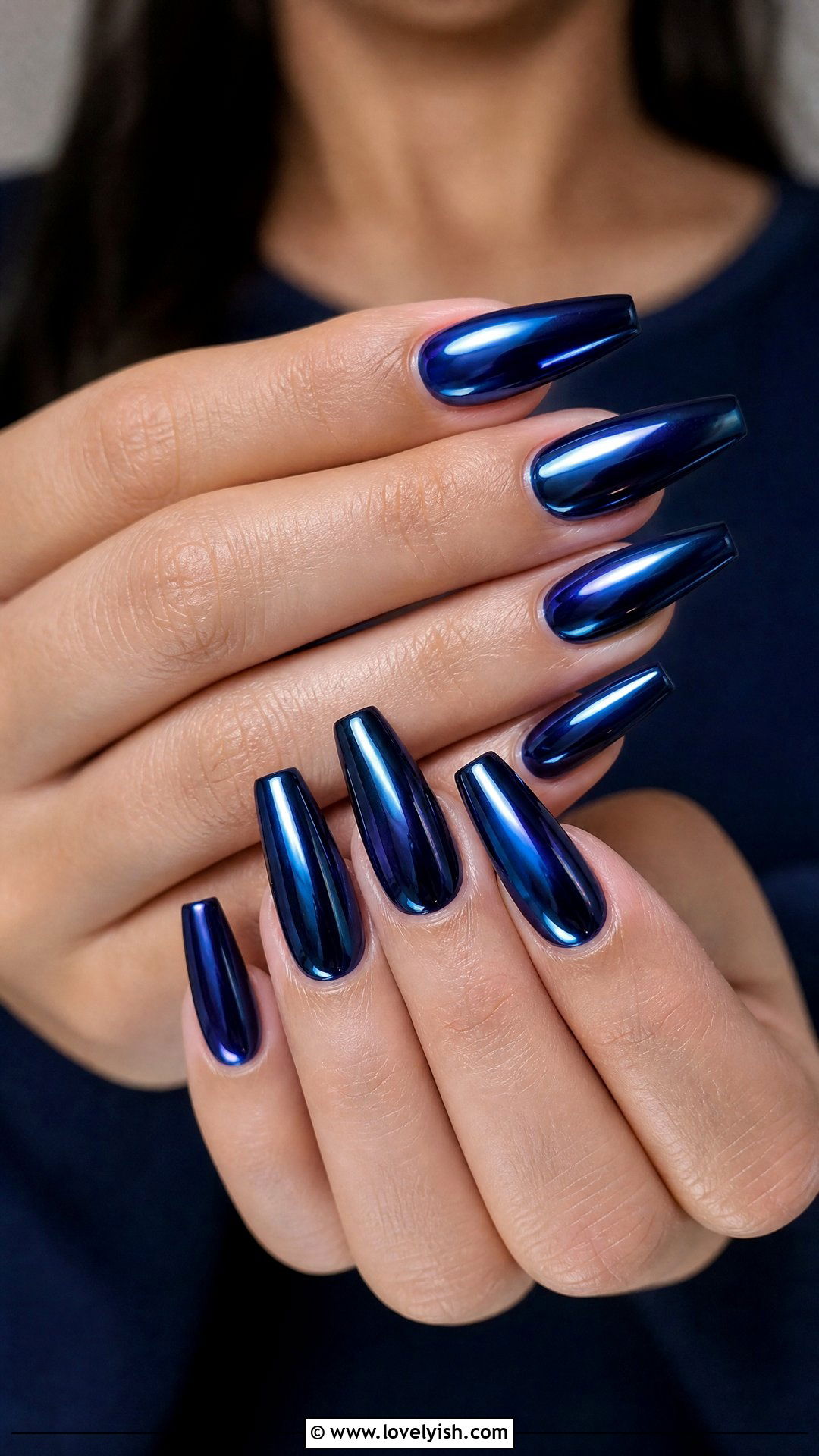 Navy Blue Chrome Nails - 50 blue nails - 50 blue nails