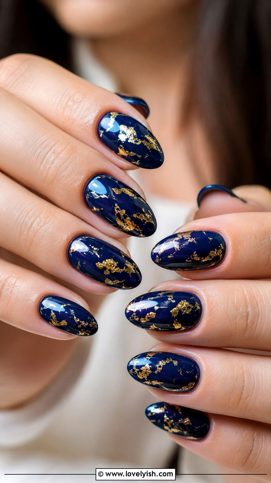 Navy Blue Chrome Nails - 50 navy blue nail designs - 50 navy blue nail designs