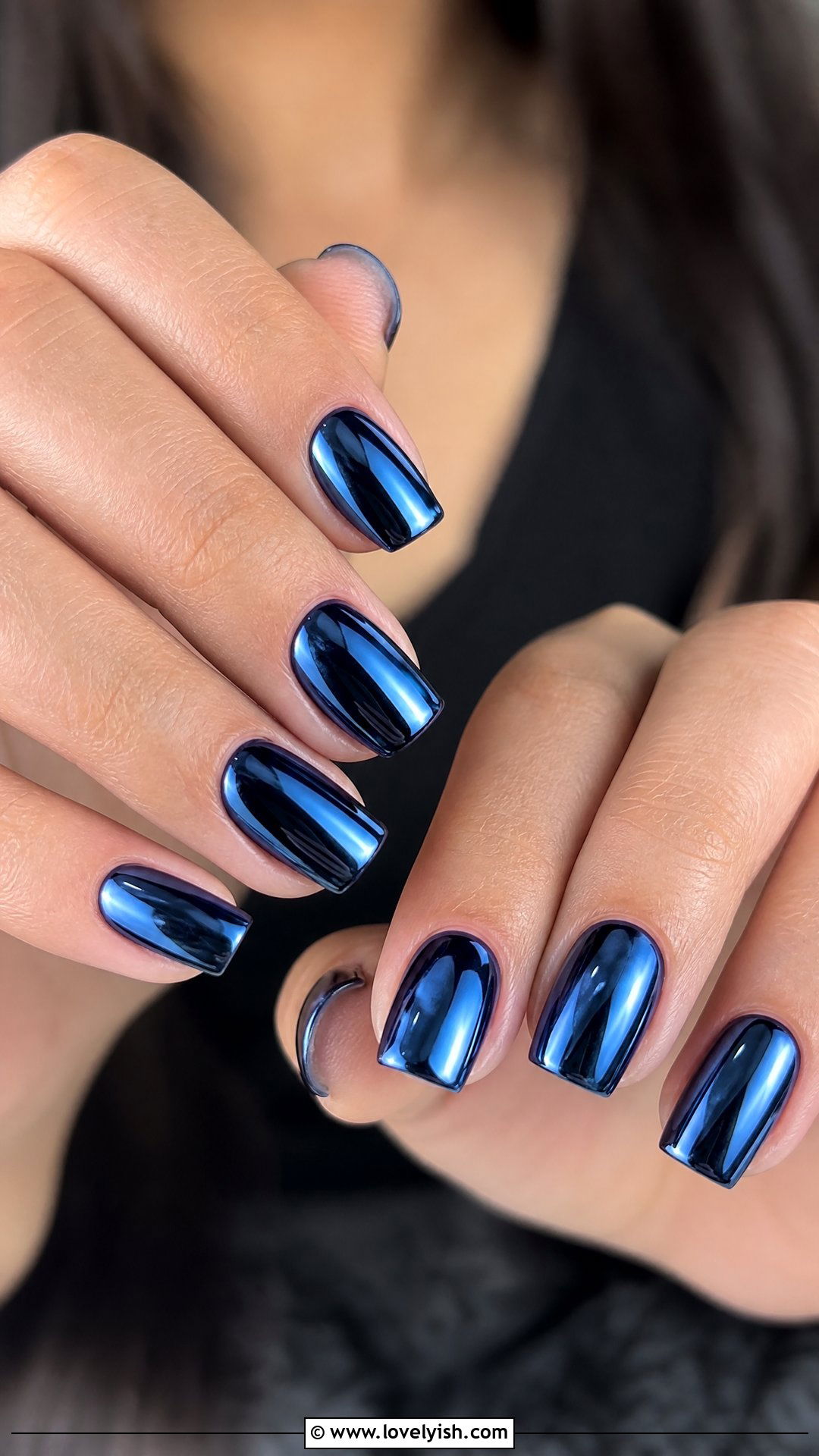 Navy Blue Chrome Nails - 25 blue nail design ideas - 25 blue nail design ideas