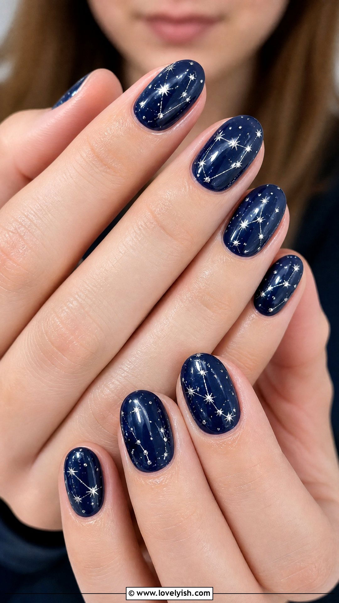 Navy Blue Constellation Nails - 50 dark blue nail designs - 50 dark blue nail designs