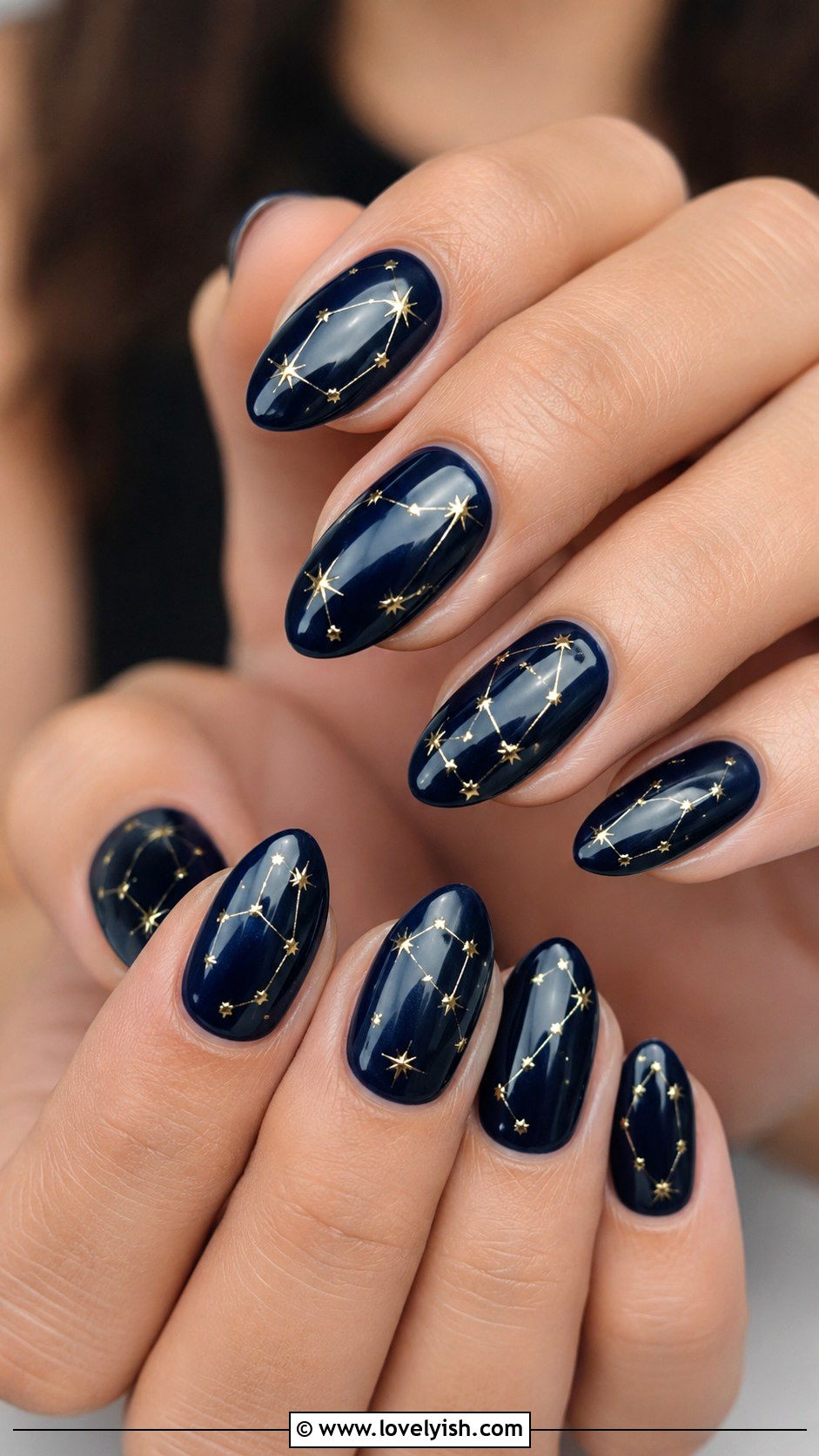 Navy Blue Constellation Nails - 50 navy blue nail designs - 50 navy blue nail designs