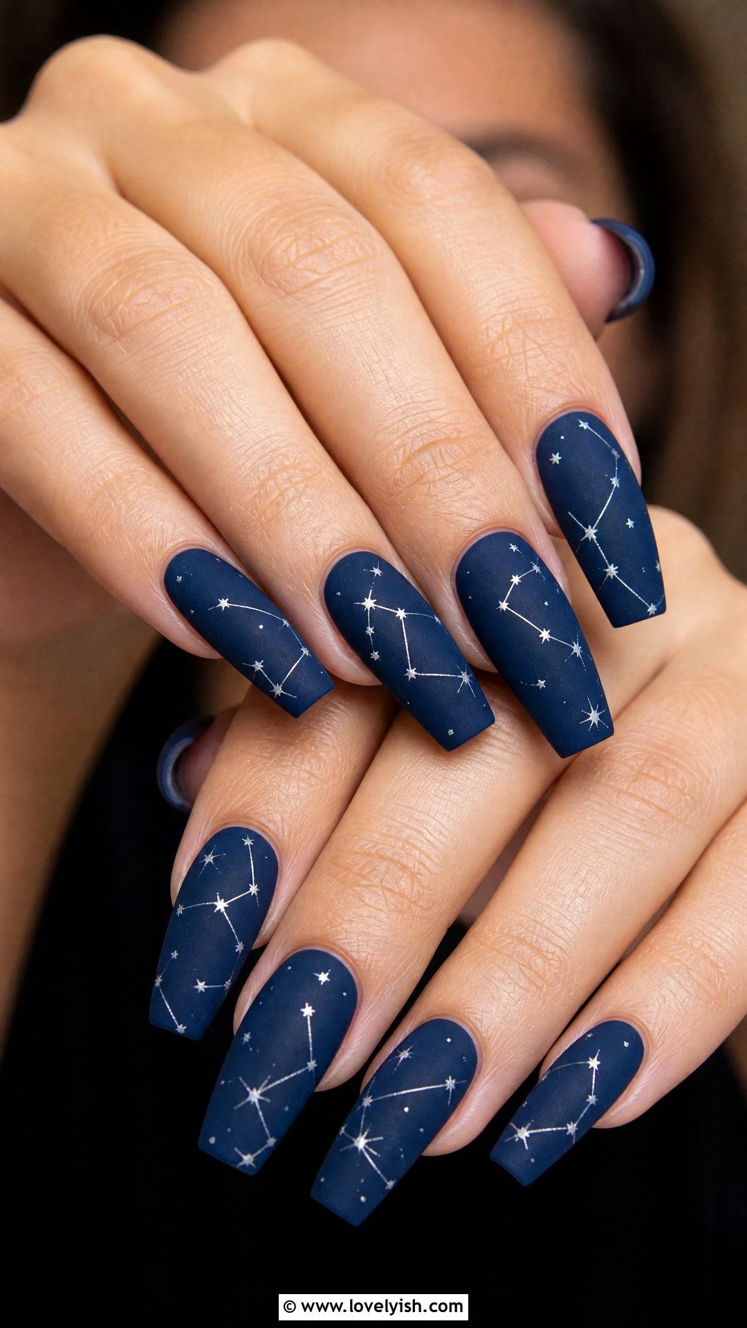 Navy Blue Constellation Nails - 50 star nails - 50 star nails