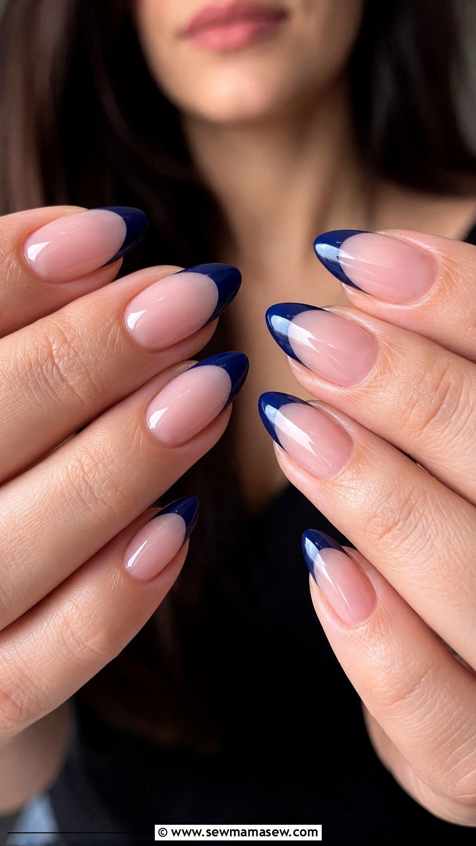 Navy Blue French Tip Gel Nails - 50 gel polish - 50 gel polish