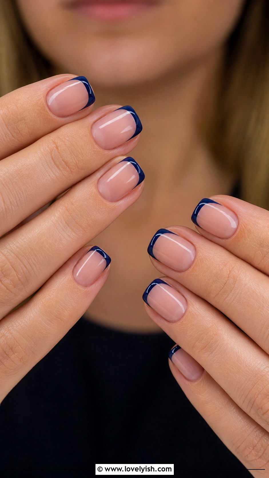 Navy Blue French Tip Nails - 42 french nail designs - 42 french nail designs