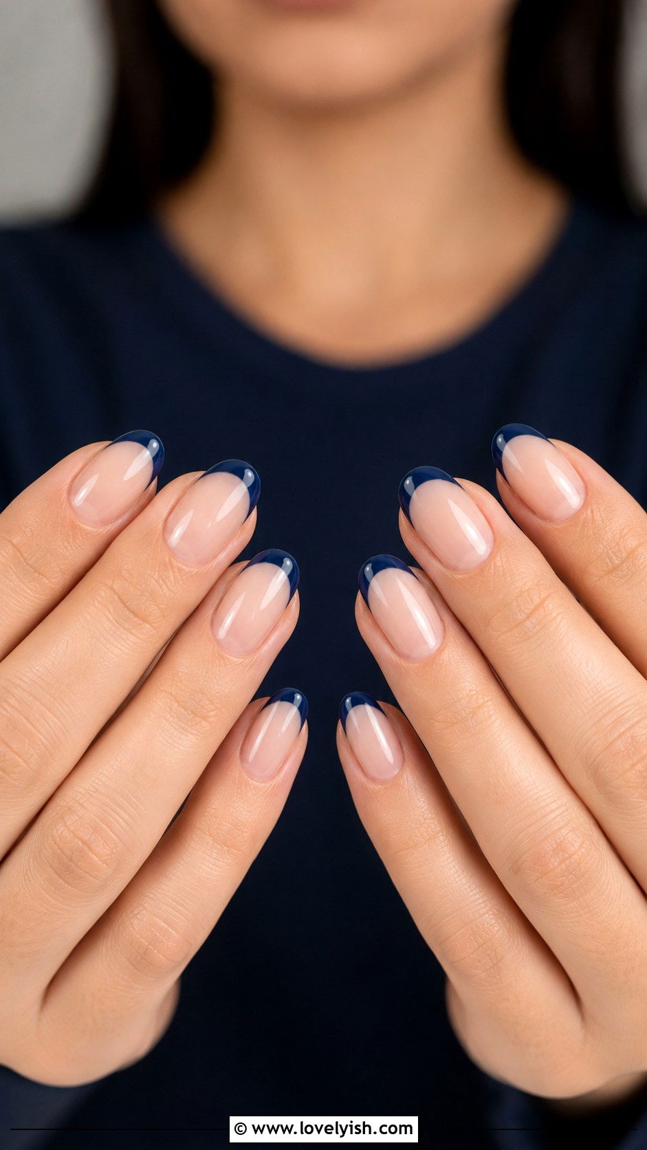 Navy Blue French Tip Nails - 50 navy blue nail designs - 50 navy blue nail designs