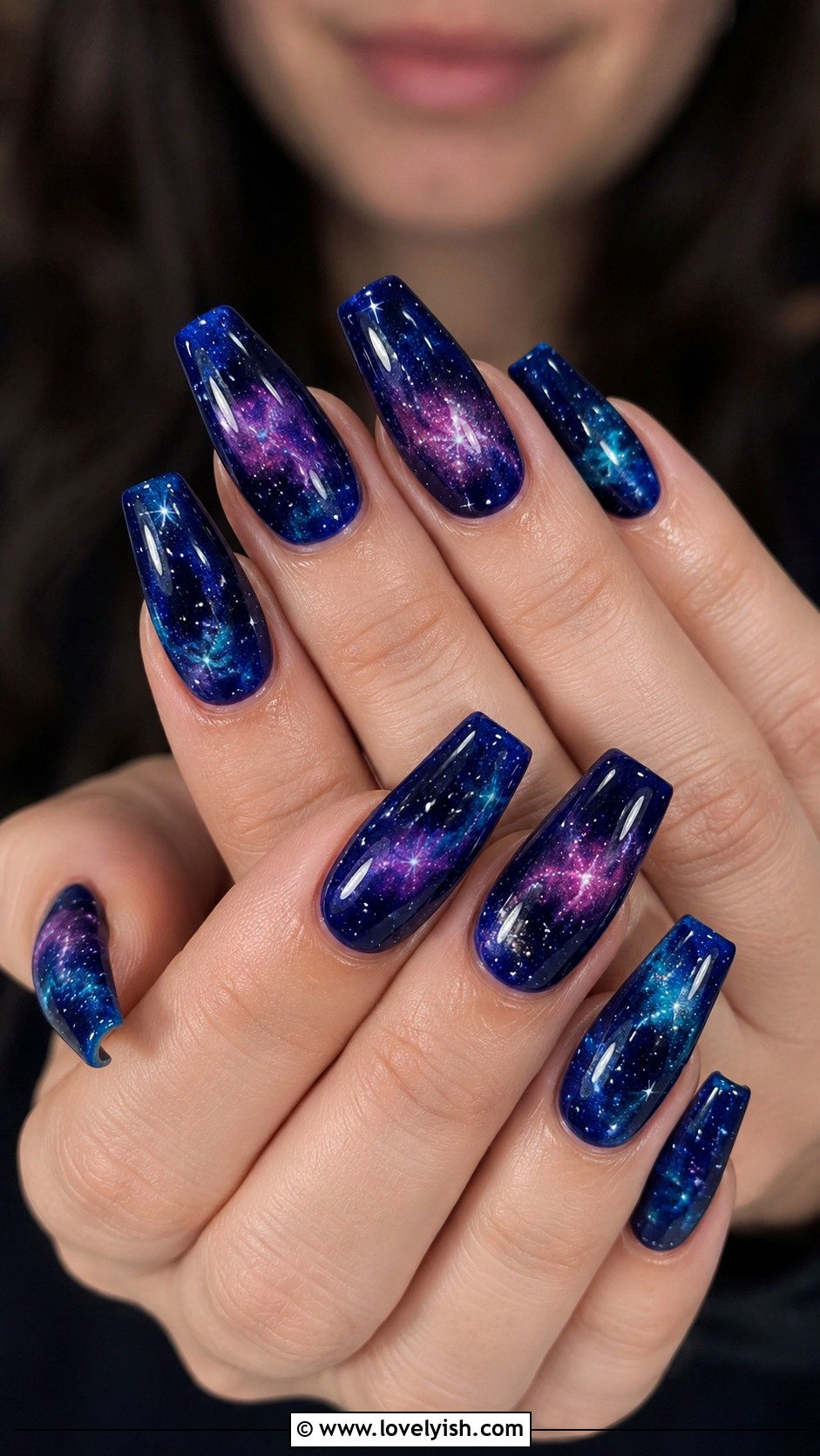 Navy Blue Galaxy Nails - 50 navy blue nail designs - 50 navy blue nail designs