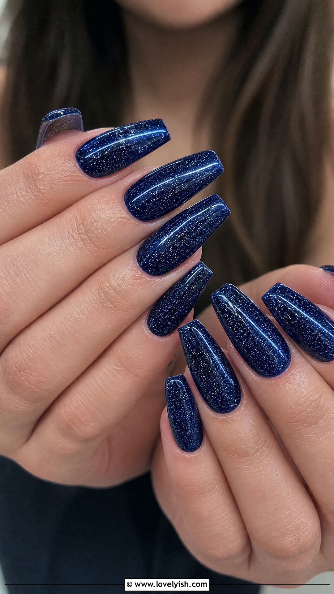 Navy Blue Glitter Builder Gel Nails - 50 builder gel nails - 50 builder gel nails